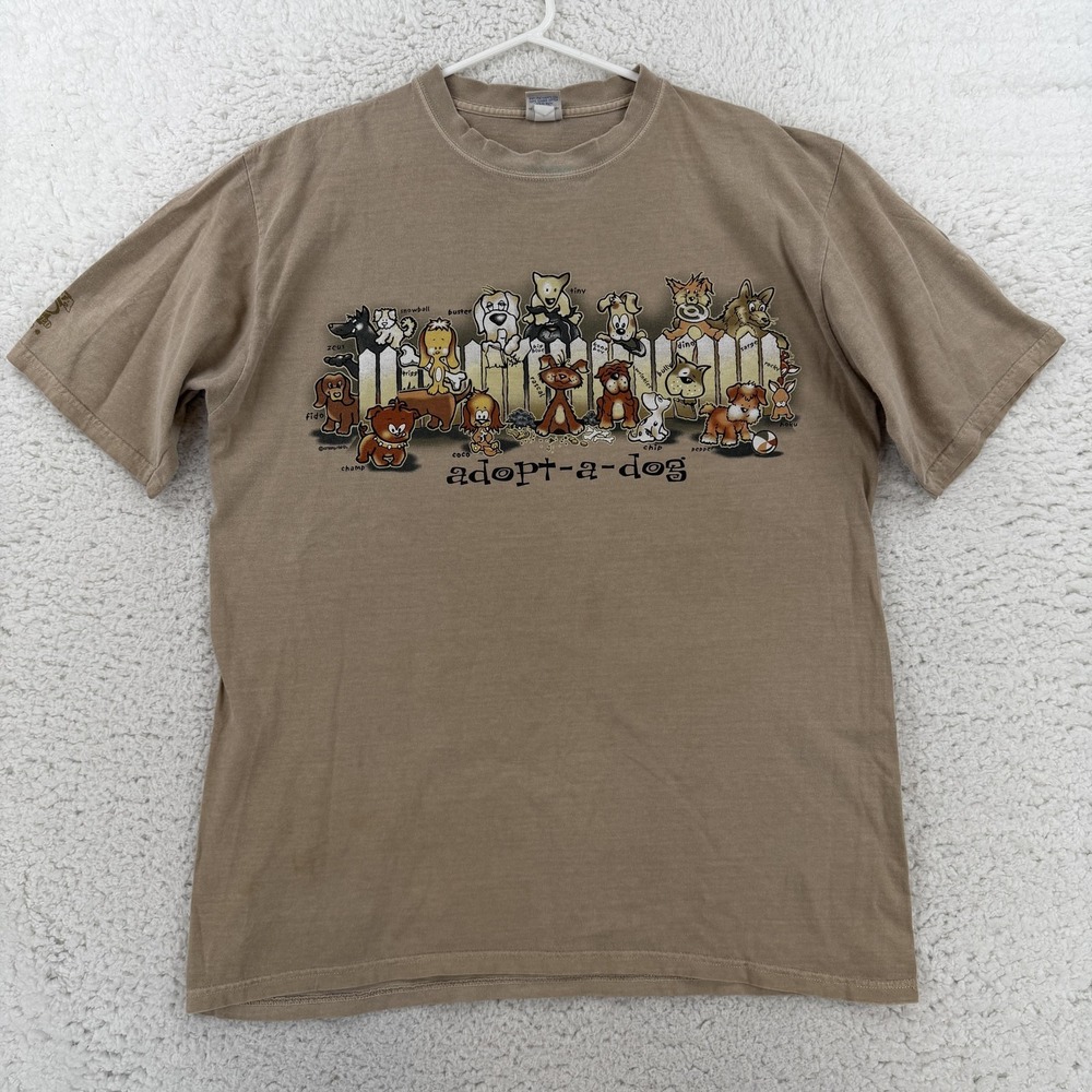 Crazy Shirts Shirt Mens Large Brown Adopt A Dog Graphic Tee T-Shirt Coffee Dyed